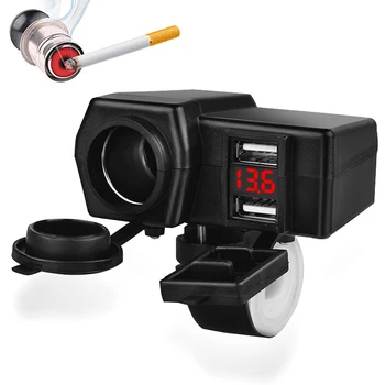 

Dual USB Charger Car-styling for Car Boat Motorcycle 12V/24V Waterproof Moto ATV with LED Voltmeter Car Cigarette Lighter Socket