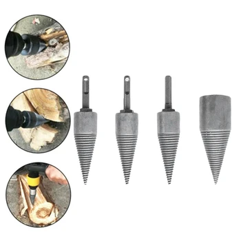 

4Pcs/Set Log Wood Splitting Split Electric Hammer Drill Splitter Cone Firewood