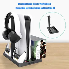 Aliexpress - PS5 Vertical Stand for PlayStation 5 Holder Cooling Fan Charging Station Dock for PS5 Console Disc Edition Ultra HD and Digital