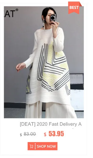 [DEAT] 2020 New Summer Fashion Pleated Dress Women Hit Color Print Csaul Sleeveless Loose Over Size Elegant Round Collar TX069