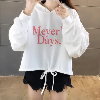 

Women Cute Lazy Letter White Hoodie Sweatshirt Fashion Harajuku Loose Fleece Sweatshirt Tops Korean Hooded Tracksuit Meletom O30