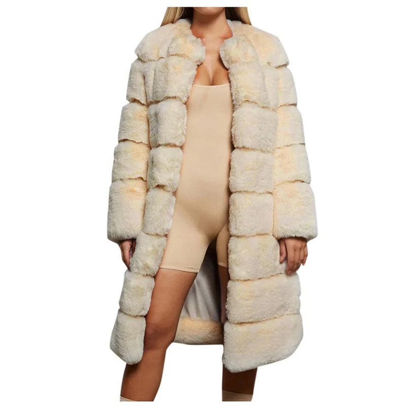 Женское пальто с открытой строчкой, женское короткое пальто из искусственного меха большого размера, теплая меховая длинная куртка из искусственного меха, верхняя одежда с длинными рукавами, зимняя одежда размера плюс