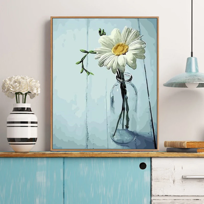 

painting by numbers art paint by number Diy Hand-painted Creative bottle in the flower home corridor decorative painting