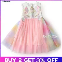 Surferfish/платье для девочек с единорогом; платье принцессы с вышивкой радуги; Вечерние платья на свадьбу, День рождения; платье на день Святого Валентина; костюм