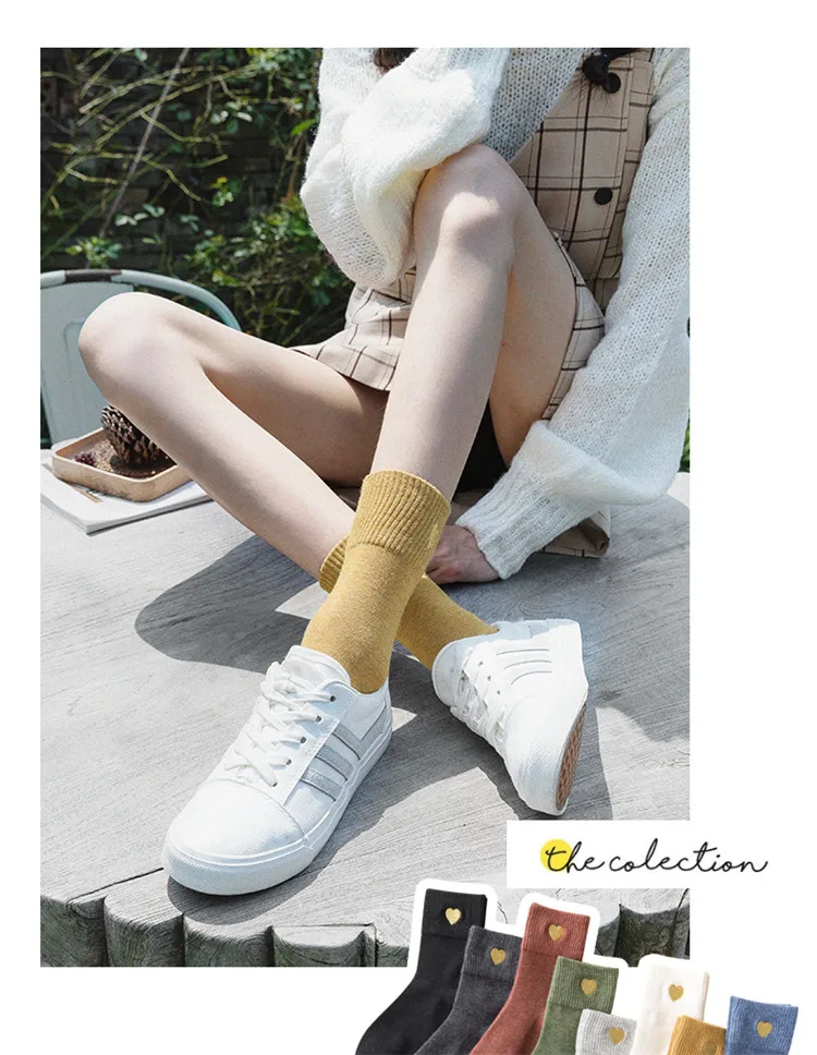 Женские носки с вышивкой Kawaii Harajuku красочные забавные Женские носочки 100 хлопок 1 пара размер 35-39