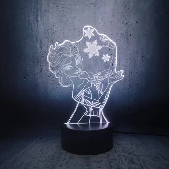 

3D night light Elegant figure playing with snowflakes ELSA Ice queen beauty lady lamp girls gift
