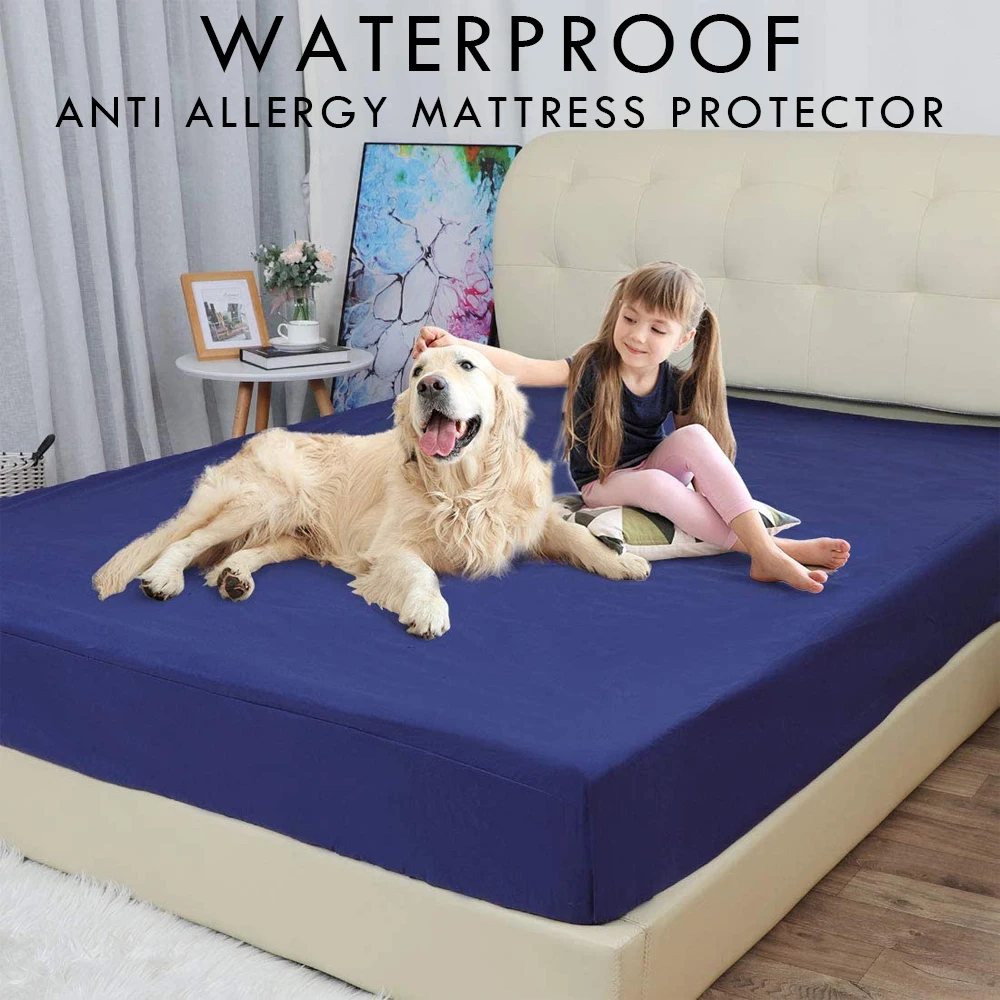 Machine Washable Waterproof Mattress Cover Protector Bed Pad Cover Fitted Sheet 