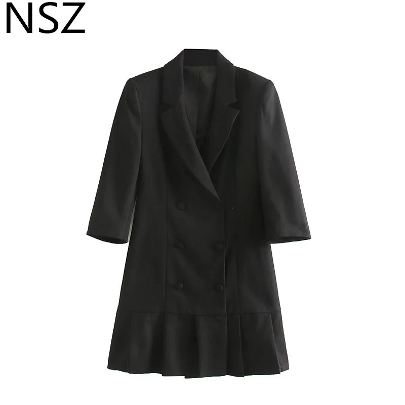NSZ женский черный мини-блейзер платье с зазубренным воротником три четверти