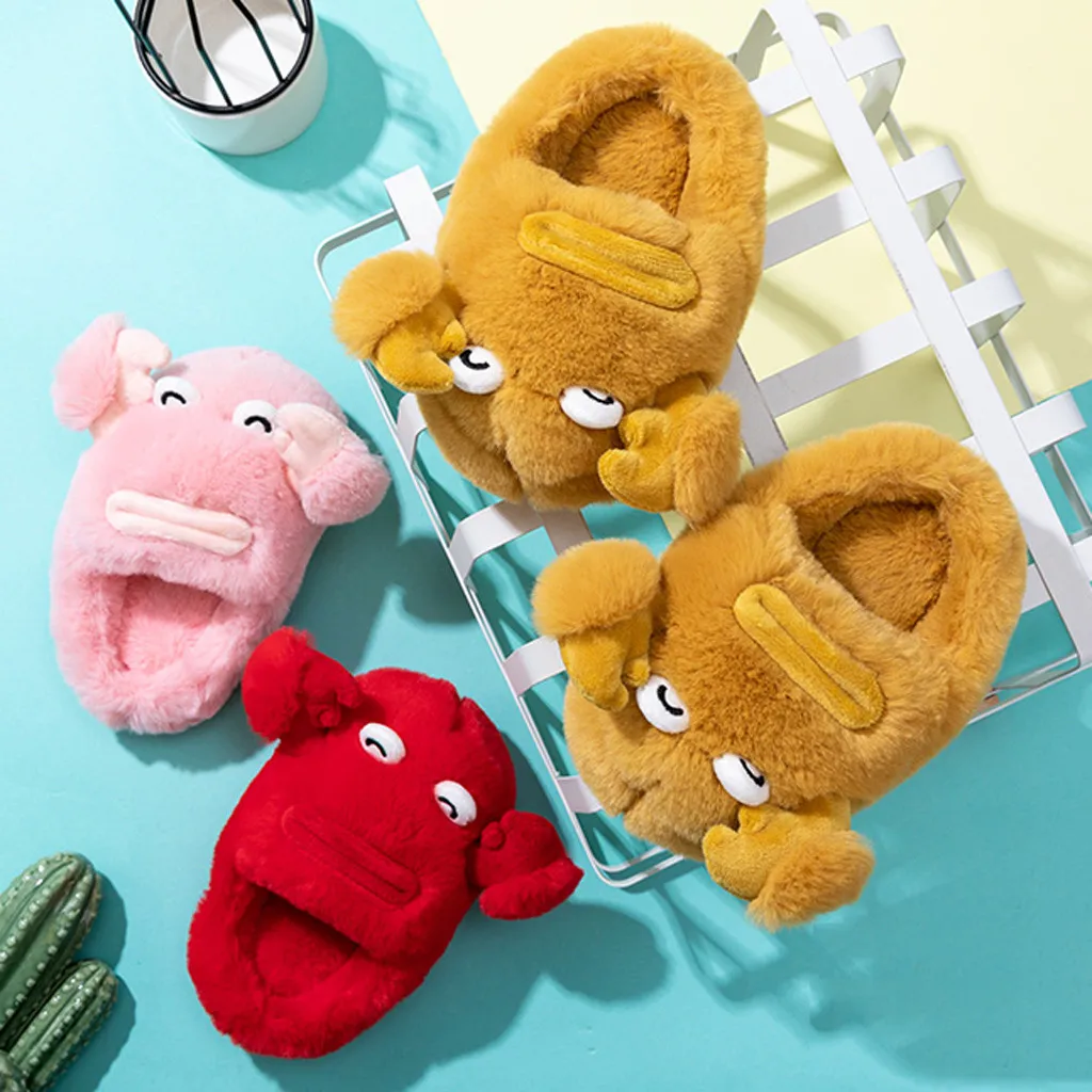 

Children Cotton Indoor Slippers Shoes Kids Winter Boys And Girls Home Slippers Baby Non-Slip Cartoon Cute Plush Warming Shoes A2