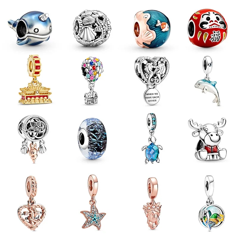 

2020 New High Quality Original 925 Sterling Silver Charms Summer Ocean Series Beads Dangle Charm Fit Pan Bracelet Jewelry Gift