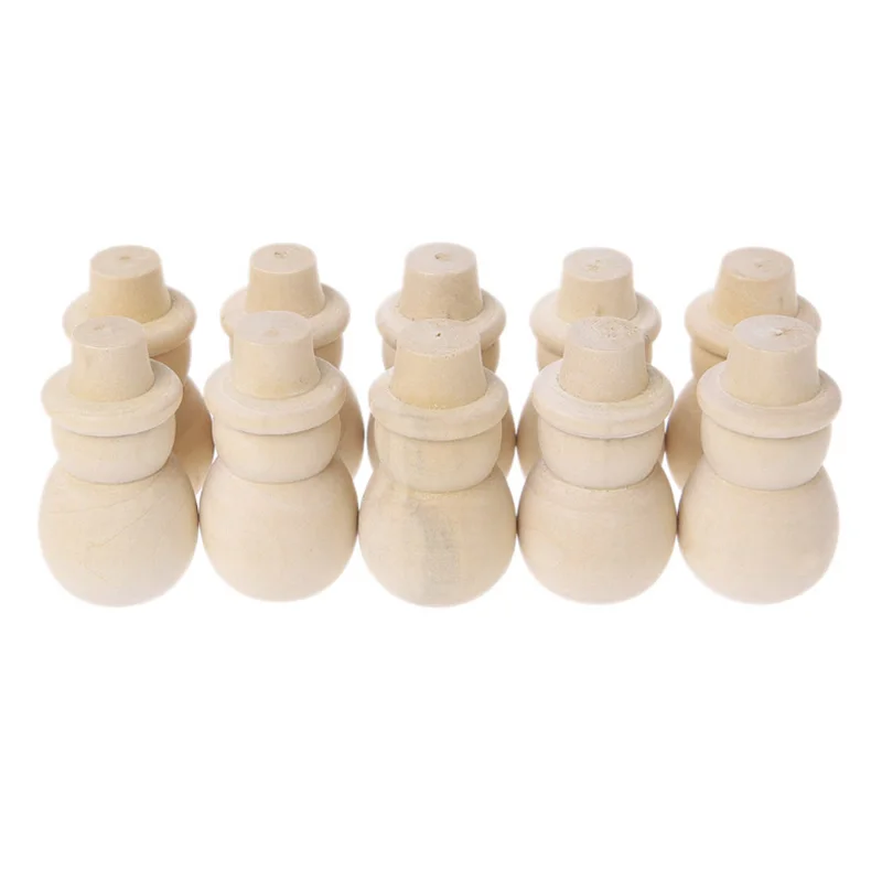 

10Pcs/Set Unfinished Diy Wood Peg Doll Christmas Snowman Cake Toppers Decoration For Wedding/Christmas