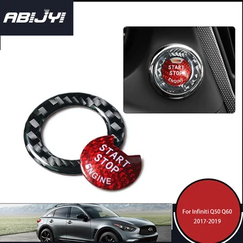 

1 Set Car Styling Red Carbon Fiber Engine Start Stop Button Cover and Ring Cover For Infiniti Q50 Q60 2017-2019 Car Accessories