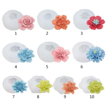

DIY Crystal Epoxy Mold 3D Flower Shape High Mirror Silicone Mould Aroma Scented Candle Cake Decoration Baking Making Molds