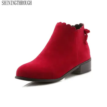 

2020 New Women Ankle Zipper Boots Fashion Personality Lace Square Med Heel Women Shoes Ladies Autumn Winter Party Shoes