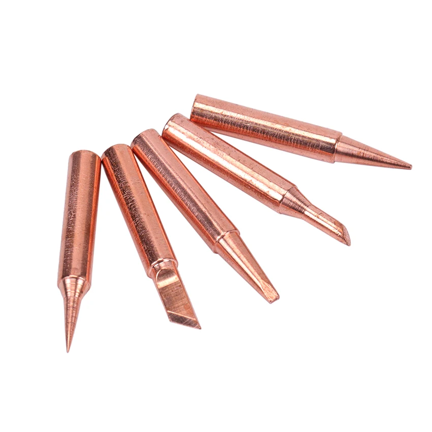5PCS Soldering Iron Pure Copper 900M Soldering Iron Head Set Inside Hot Bare Copper Electric Iron Tip Soldering Tools
