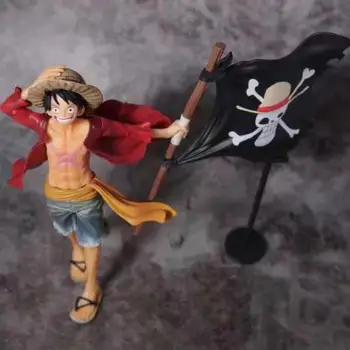 

22cm One Piece Straw Hat Luffy Pirate Flag Static Action Figure Monkey D Luffy Pvc Figurines Colection Toys Anime Decorations