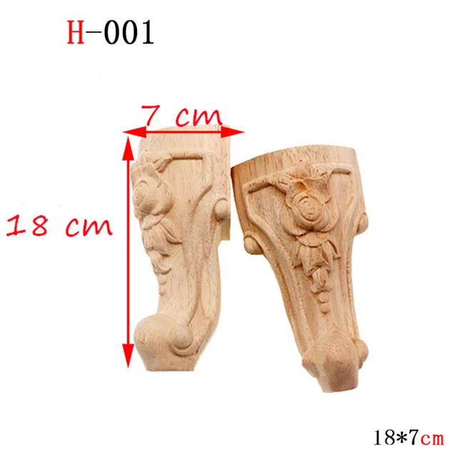 1pcs Furniture With Solid Wood Legs Carving Flower Sofa Seat TV Cabinet Feet, No Paint Drop Ship，Furniture Feet Replace H-001 18x7cm
