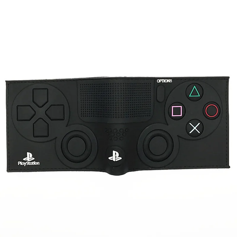 Cartera de juego PlayStation 4 con bolsillo para monedas, portatarjetas de identificación, monedero corto de PVC táctil 3D para hombre y mujer joven