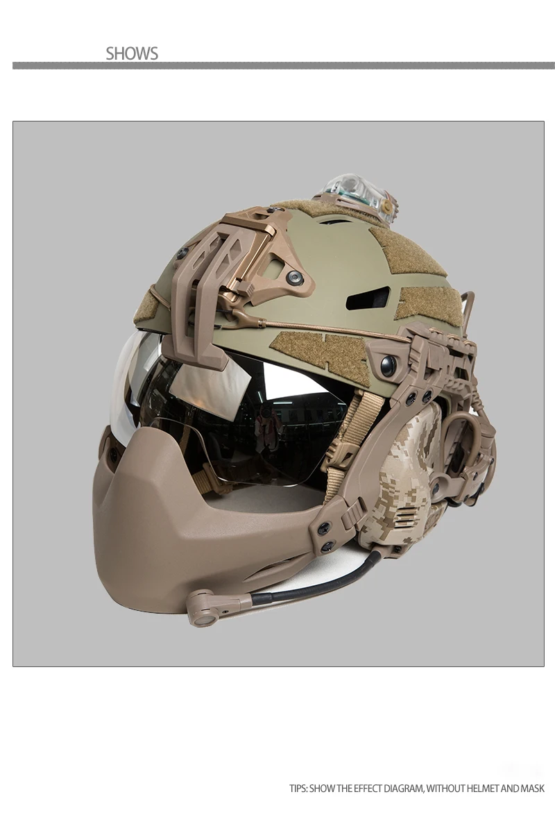 タクティカルヘルメットバイザー 透明/ブラック/シルバーメッキ