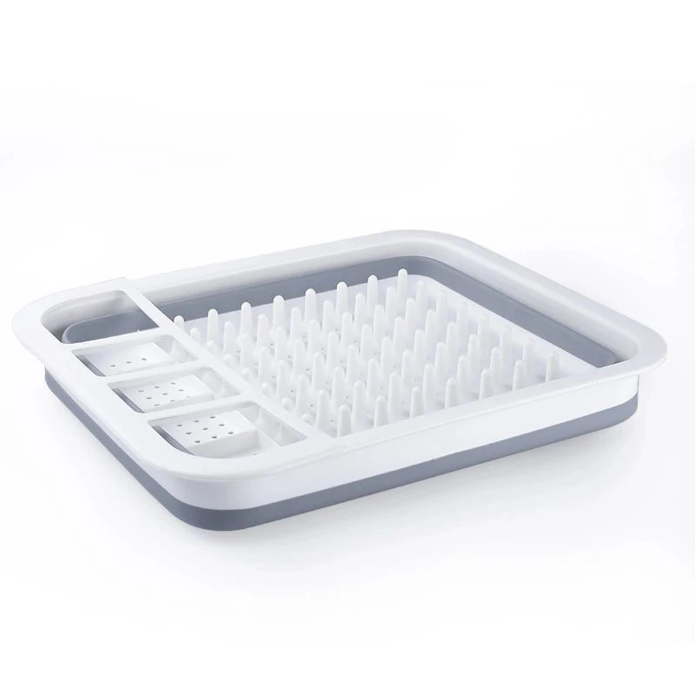 Folding Dish drain rack Kitchen Cutlery Storage Box Collapsible Dish Drainer Cutlery Stand Cup Holder
