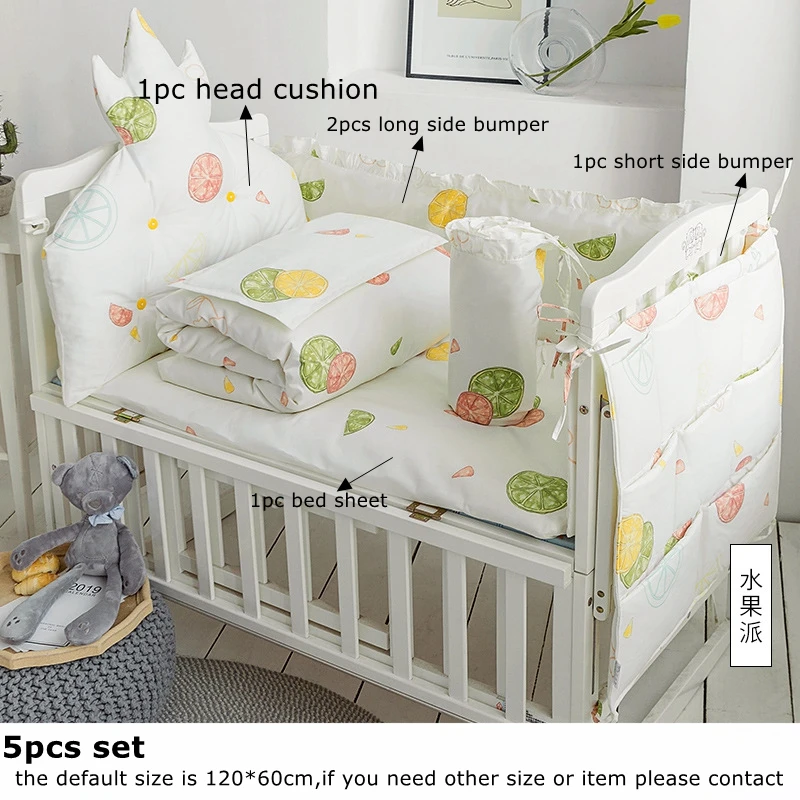 Baby Bed Bumpers Baby Cot Protection Bedding Kit Surroudings Cotton Removable Washble Children's Beds (7)