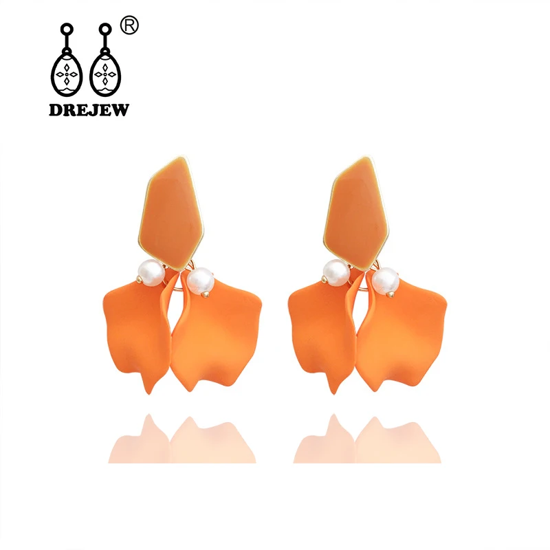 

DREJEW Blue Pink Yellow Orange Elegant Flower Statement Earrings 2019 925 Drop Earrings Sets for Women Wedding Jewelry HE7911