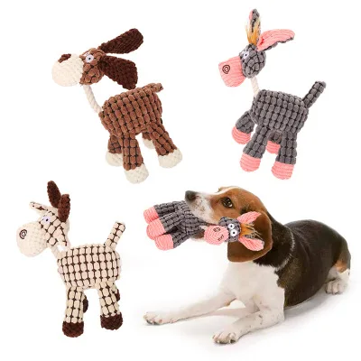 

2020 New Product Creative Dog Plush Sound Toy Cute Donkey Bite Resistant Pet Toy Dog Plush Toy Ae082