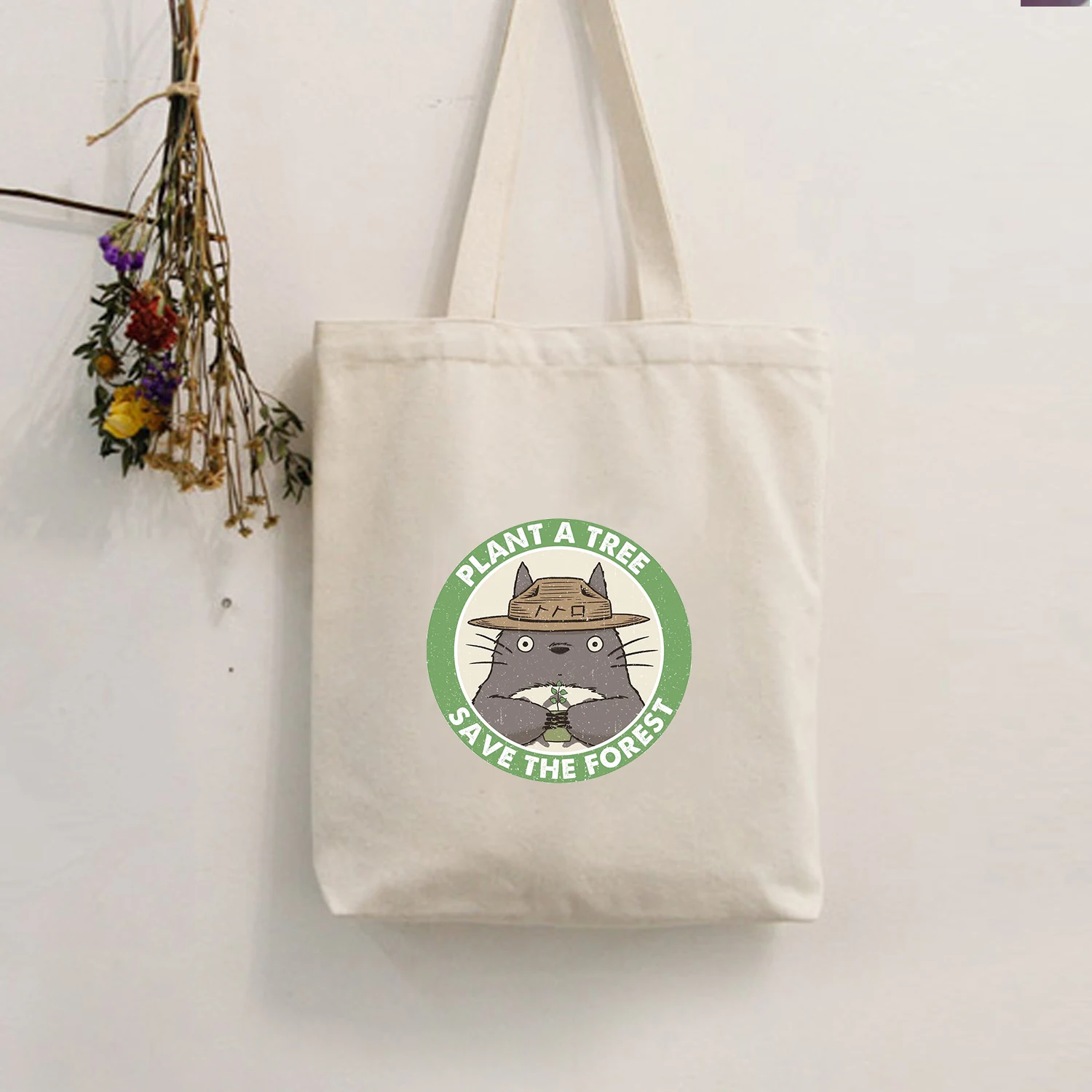 Холщовая Сумка-тоут, Холщовая Сумка для покупок, школьная сумка для путешествий, женская сумка на плечо, сумки для покупок, милые животные, мультяшный принт, складная