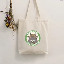 Холщовая Сумка-тоут, Холщовая Сумка для покупок, школьная сумка для путешествий, женская сумка на плечо, сумки для покупок, милые животные, мультяшный принт, складная