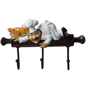 

European Chef Wall Decoration Coat Hooks Door Hooks Wall-mounted Hanger Creative Kitchen Hook Home Decoration Accessories A975
