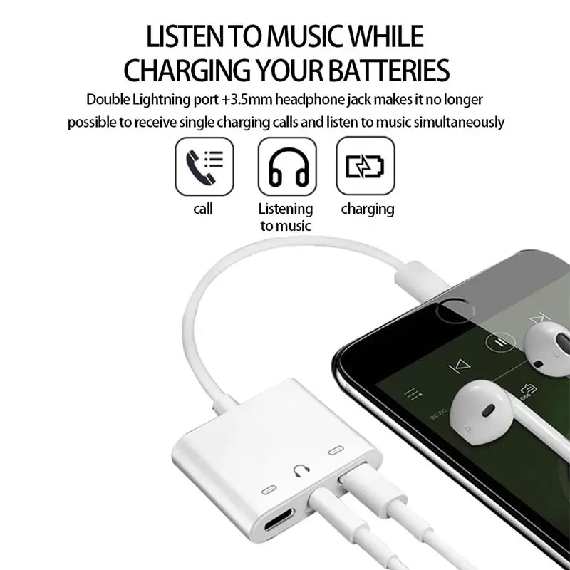 Stiger 3 5mm Headphone Jack Adapter 3 In 1 Audio And Charge Headphone Splitter For Phone IPhone12 11Pro X 8 7Plus