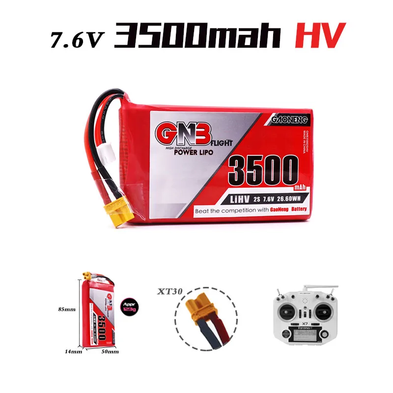 Батарея Gaoneng GNB Lipo 2S 7 6 в HV 3500 мАч 2C/4C с XT30 для передатчика Frysky Taranis QX7