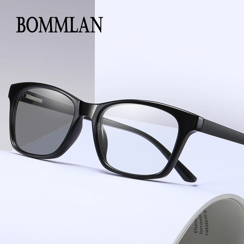 

BOMMLAN Smart light-sensitive anti-blue light color changing glasses tr90 full frame retro flat mirror literary handsome match