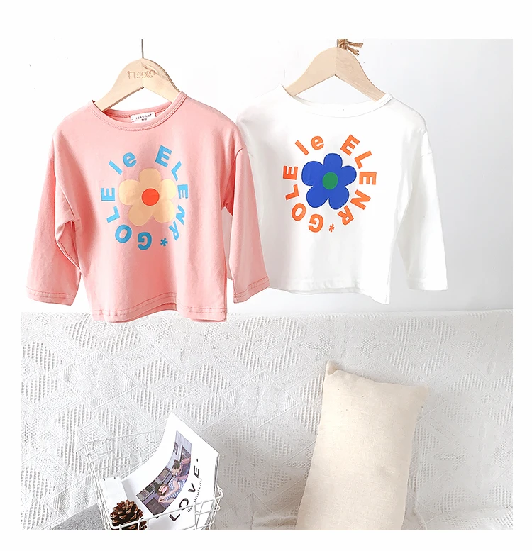 Spring Clothing 2020 New Korean Children's Clothes Girls' Loose & Comfortable Long Sleeve Blouse With Flower