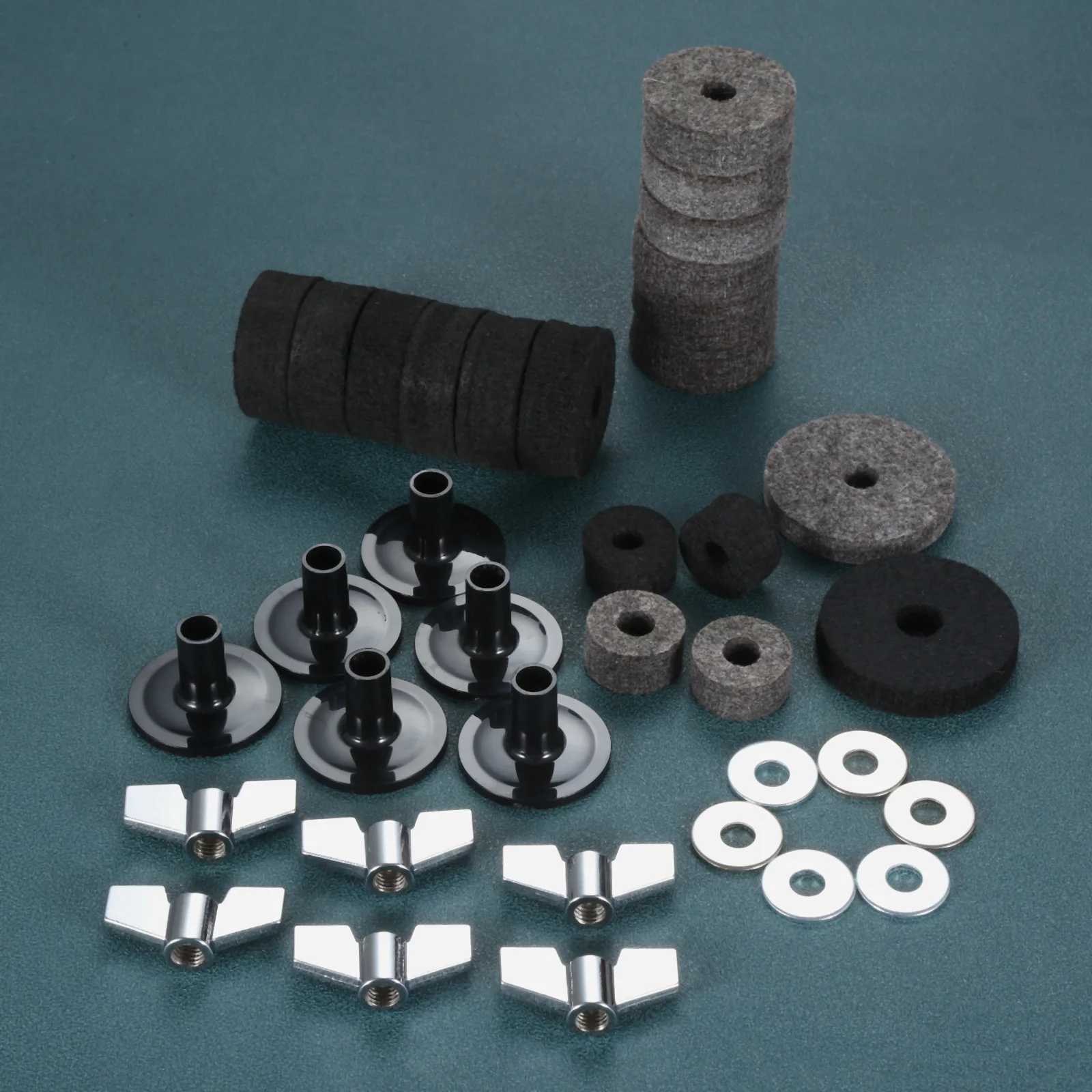Cymbal Felts Hi-Hat Clutch Felt Hi Hat Cup Felt Cymbal Stand Sleeves Base Wing Nuts Washer for Drum Set 18Pcs