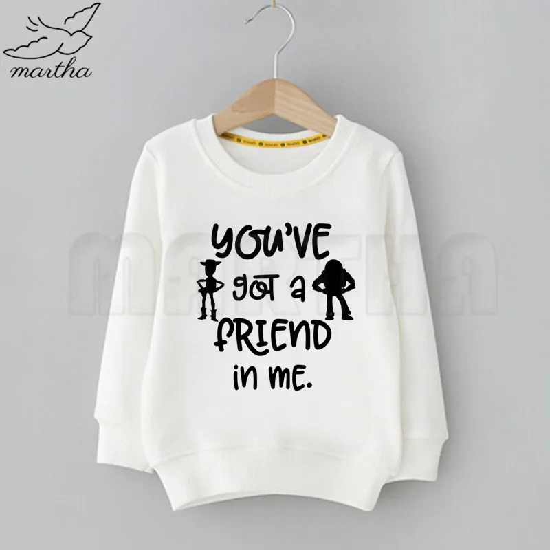 Детская смешная детская игрушка, толстовка с надписью «You 've Got A Friend In Me» однотонные толстовки модные толстовки с длинными рукавами для мальчиков и девочек