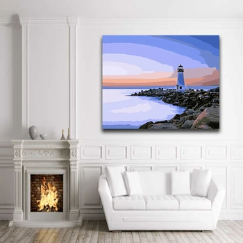 

DIY Coloring paint by numbers Seaside scenery paintings by numbers with kits 40x50 framed