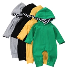 Милые хлопковые толстовки с длинными рукавами для маленьких детей однотонная базовая одежда для малышей, Осенний комбинезон, хлопковый комплект одежды для детей от 0 до 24 месяцев