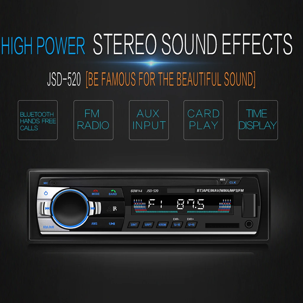 In-Dash FM MP3 Player Bluetooth Car Stereo Digital Media Receiver
