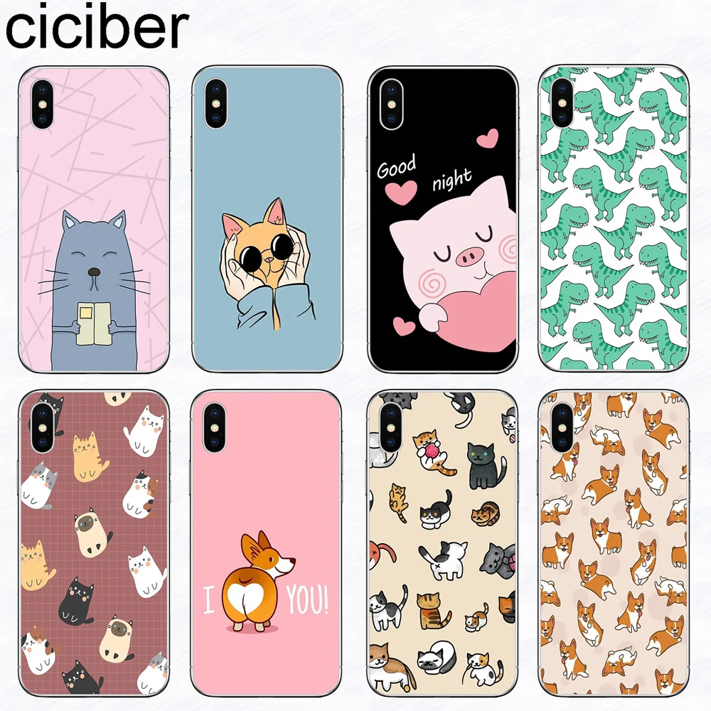 

ciciber Animal Corgi Cat Phone Case for iPhone 11 Pro XS MAX X Silicone Cover for Iphone XR 7 8 6 6S Plus SE 5S Funda Capa Coque