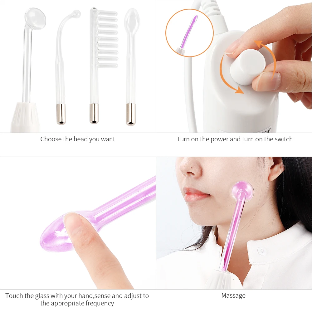 Tubo de Vidro Cuidados com a Pele Alta Frequência Eletrodo Eletroterapia Dispositivo Beleza Facial Acne Manchas Rugas Removedor Spa Salão Casa 26 Computers & Electronics
