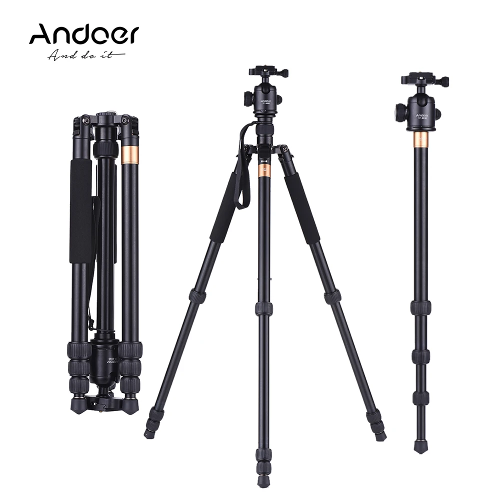 

Andoer TP-999B Professional Portable Aluminum Alloy Tripod Monopod for Canon Nikon DSLR ILDC Cameras Camcorders Max. Load 10kg