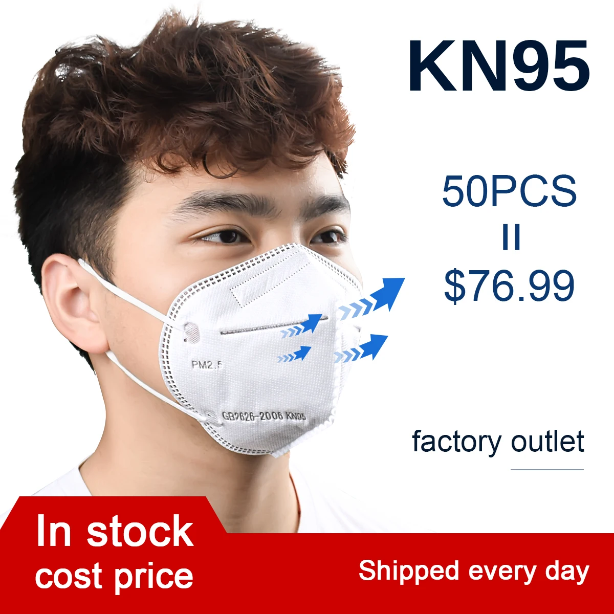 

50PCS Disposable Mask Kn95 Protective Face Mask Soft & Comfortable Filter Safety Face Mask for Dust Pollen Particles Protection