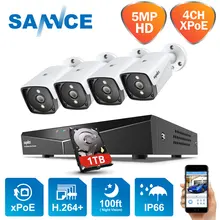 SANNCE 4CH POE NVR 5 м CCTV система видео рекордер 4 шт. 5MP водонепроницаемый домашний безопасность ночное видение камера наблюдения наборы