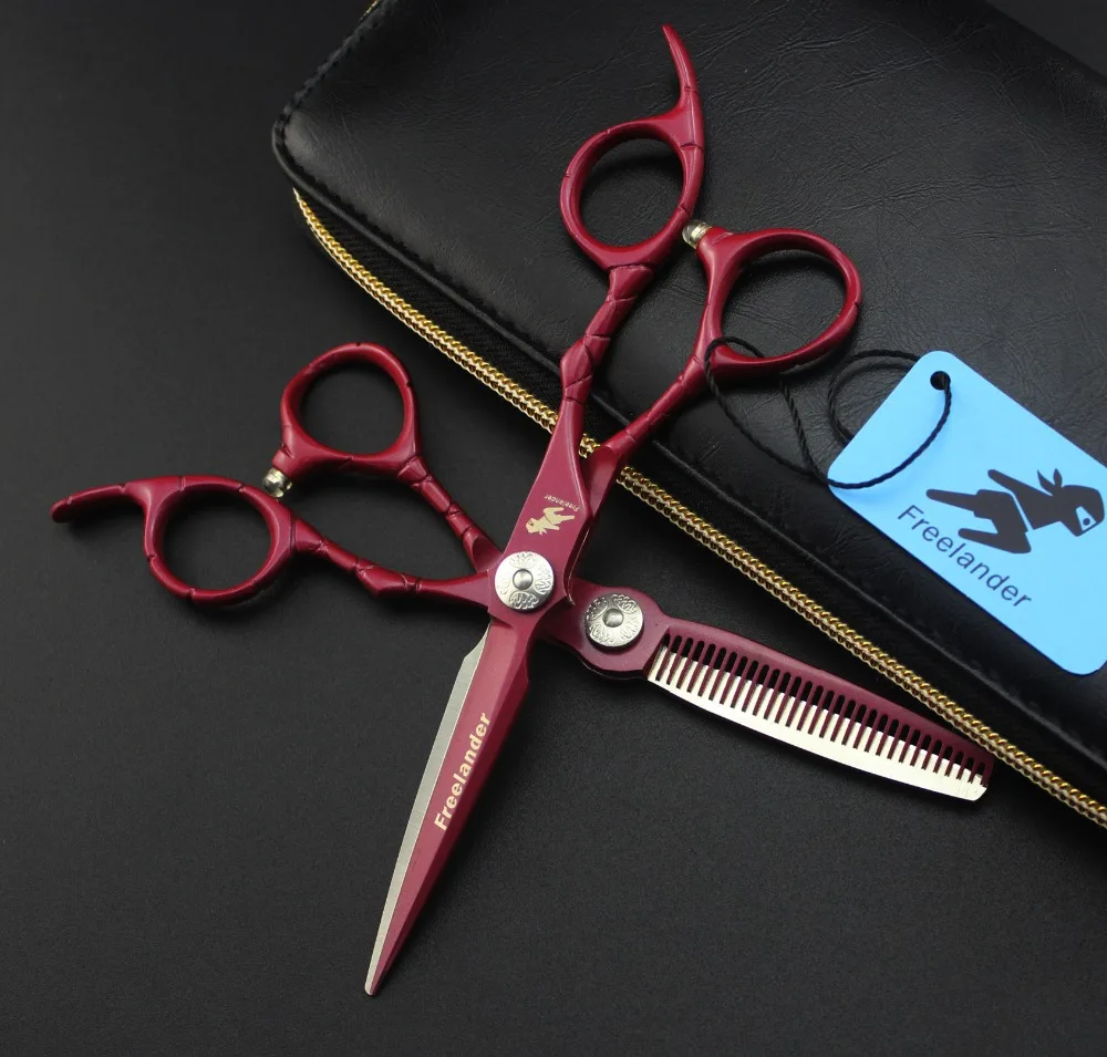 Красный Крокодил ручка 6 дюймов ножницы для волос Парикмахерские профессиональные ножницы для резки и истончение парикмахерской 440C