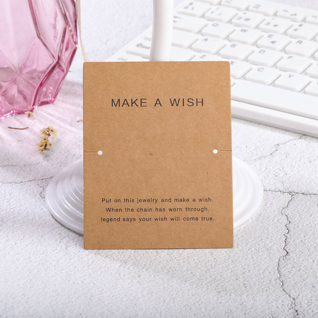 7x9cm Bracelet Display Cards Good Luckl Text Writen Kraft Paper Card Cardboard Packag Hang Tag Ear Paper Card for Jewelry