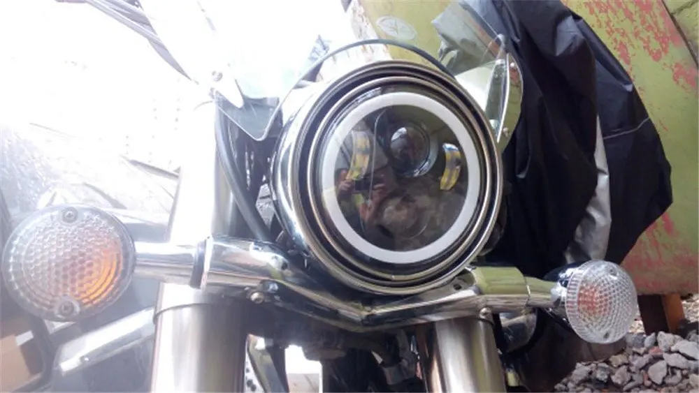 Мотоцикл светодиодные разного цвета RGB галогеновая фара 5,75 дюймов 40 Вт Bluetooth удаленный проектор фары лампы 5 3/4