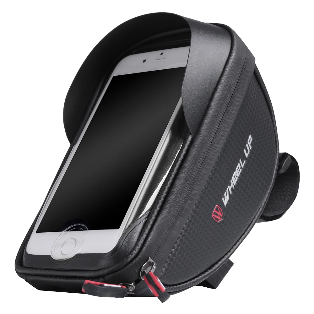 Waterproof Cycling Bag Bike Handlebar Bag Cellphone Screen Touchable Bicycle Front Pannier Case With Sun Visor for Phone - Цвет: Черный