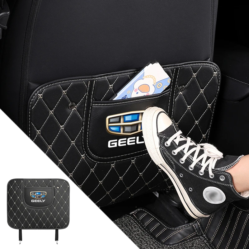 Car Seat Back Logo Anti Kick Mat Tread Protector Pad Accessories For Geely Atlas SUV Boyue Borui Coolray Emgrand NL3 EX7 X7 EC7 |