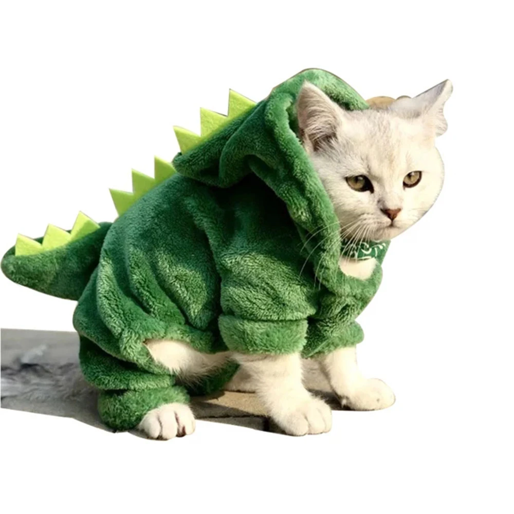 Ropa Para gato cachorro, disfraz divertido de dinosaurio, abrigo de felpa para invierno, sudaderas con capucha, suéter para perro pequeño y gatito|Ropa para gatos| - AliExpress